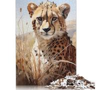 Rompecabezas de Guepardo con el ceño Fruncido, antiestrés, 100% cartón Reciclado, Ideal para Adultos y niños, 1000 Piezas (26 x 38 cm)
