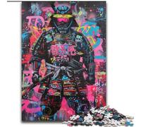 Rompecabezas de Guerra de Guerreros samuráis de neón para Adultos y Adolescentes, 1000 Piezas Actividad Familiar con póster a Juego y Hoja de Trivia para Mayores de 14 años (50x75cm)