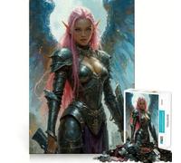 Rompecabezas de guerrera ángel con Cabello Rosa,1000 Piezas,Juego de lógica,Experto en Corte,artesanía,Tiempo de Tranquilidad,Ejercicio Mental en casa (50x75cm)