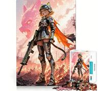 Rompecabezas de guerrera Anime en un Entorno postapocalíptico,1000 Piezas,Divertido,de Calidad Profesional,Ideal para ejercitar la Mente (38x52cm)