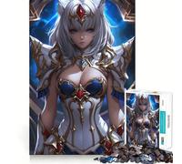 Rompecabezas de Guerrero Anime de Pelo Blanco para Adultos 1000 Piezas Juego de Memoria Cerebral Cortado con láser para un Ajuste Perfecto aliviar el estrés (38x52cm)