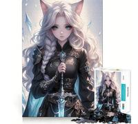 Rompecabezas de Guerrero de Pelo Blanco con Espada para Adultos 1000 Piezas Juego de Memoria Corte láser para un Ajuste Perfecto aliviar el estrés (50x75cm)