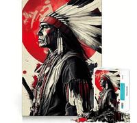 Rompecabezas de Guerrero Nativo Americano para Adolescentes, 1000 Piezas, para estimular la Memoria, Relajante y Divertido, para armar, (38x52cm)