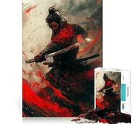 Rompecabezas de Guerrero samurái con Katana en acción para Adolescentes, 1000 Piezas, Wise Think Toy Leisure Fun Clear Cut Wall Art Decor (50x75cm)