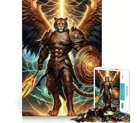 Rompecabezas de Guerrero Tigre Alado con Armadura Dorada para Adultos 1000 Piezas Juego para estimular la Mente tamaño Uniforme Piezas precisas Ideal para Viajar Regalo para ejercitar la Mente