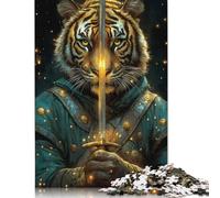 Rompecabezas de Guerrero Tigre con Espada, Juguete Educativo, Rompecabezas de Cartón Premium para Adultos y Niños, 1000 Piezas (26 x 38 cm)