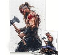 Rompecabezas de Guerrero Vikingo con Hacha, 1000 Piezas, para Adultos, Mente ágil, fácil de Usar, Ajuste Firme, Regalo Festivo (50x75cm)