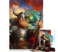 Rompecabezas de Guerrero Vikingo de 1000 Piezas,Juego cognitivo Divertido,Troquelado de Alta precisión, aliviar el estrés (38x26cm)