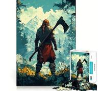 Rompecabezas de Guerrero Vikingo en el Bosque,1000 Piezas,Juguete para desarrollar la Capacidad cognitiva,Superficie Lisa y sin Rebabas,Actividad Relajante para Grupos en Interiores (38x26cm)