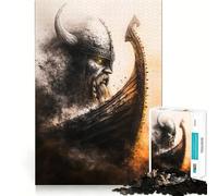 Rompecabezas de Guerrero Vikingo y Barco,1000 Piezas Diversión para ejercitar la Mente Componentes robustos y de Corte Limpio Un Entretenimiento cautivador para Disfrutar en casa (50x75cm)