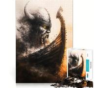 Rompecabezas de Guerrero Vikingo y Barco para Adultos,1000 Piezas,Juego de Memoria,Corte Fino,Acabado Premium,Forma entretenida de Pasar el Tiempo Libre (38x26cm)