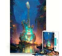 Rompecabezas de Guitarra ornamentada en Paisaje Encantado para Adultos, 1000 Piezas, Rompecabezas Mental, Disfruta del Montaje de la Imagen, (38x26cm)