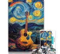 Rompecabezas de Guitarra para Adultos bajo el Cielo Nocturno, 1000 Piezas, para Adolescentes, Entrena tu Cerebro y Tus Manos, Regalo de cumpleaños, 50x75cm