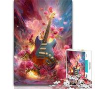 Rompecabezas de Guitarra Rosa para Adultos de 1000 Piezas Ayuda a ejercitar el Cerebro Juguetes adictivos para Cultivar la Paciencia y la interacción Entre Padres e Hijos (38x26cm)