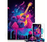 Rompecabezas de Guitarra Vibrante con Bayas y música,1000 Piezas para Jugar,Piezas sin Rebabas y Cortes limpios,portátil y fácil de Transportar (38x52cm)