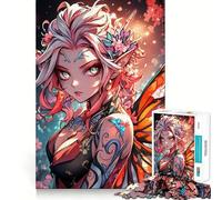 Rompecabezas de Hada de Anime con alas de Mariposa,1000 Piezas,Juguete de construcción Focus,Ajuste Firme,Montaje Seguro,Juguete de Entretenimiento para Interiores (50x75cm)