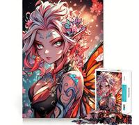 Rompecabezas de Hada de Anime con alas de Mariposa para Adultos,1000 Piezas,Juego de Memoria,Ajuste Firme,Montaje Seguro,Juego de construcción de Conexiones significativas (38x26cm)
