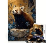 Rompecabezas de Hada Panda roja con Flores Azules para Adultos, 1000 Piezas Fortalece la Memoria, Alivia la ansiedad, Borde Liso, cálida Sorpresa (50x75cm)