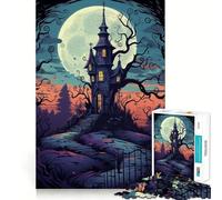 Rompecabezas de Halloween Casa Embrujada de 1000 Piezas para Adolescentes Desarrolla la Mente y estimula el Tiempo Libre Bordes precisos Regalo Original 38x26cm
