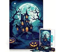 Rompecabezas de Halloween Casa Embrujada de 1000 Piezas para Adolescentes, Juguete Que desafía la Mente, Actividad para el hogar, Regalo sincero y nítido 38x26cm