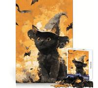 Rompecabezas de Halloween con diseño de Gato Negro y Bruja para Adolescentes,1000 Piezas,Ideal para desarrollar la Inteligencia,la Habilidad,la recreación pacífica y la Limpieza Regalo de Invierno