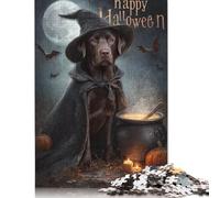 Rompecabezas de Halloween con Escena de Bruja, Perro y caldero, Rompecabezas Creativo para Adultos, 300 Piezas, Rompecabezas para Adolescentes, Juguetes educativos, Regalo (40 x 28 cm)