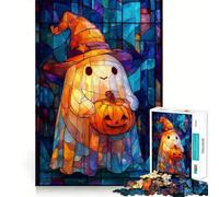 Rompecabezas de Halloween con Fantasma, Mago y Calabaza, 1000 Piezas, Ideal para Adolescentes Actividad para Fortalecer la Memoria Ensamble de Patrones 38x26cm