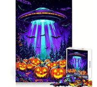 Rompecabezas de Halloween con temática de ovnis para Adultos, 1000 Piezas, para ejercitar la Memoria y Disfrutar del Ocio, Bordes definidos, (38x52cm)