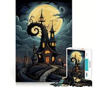 Rompecabezas de Halloween de 1000 Piezas con temática de casa embrujada para Adolescentes Ideal para Relajarse y divertirse Regalo de Temporada con diseño nítido 38x52cm