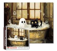 Rompecabezas de Halloween de 1000 piezas para adultos, lindo diablo negro, gato negro, rompecabezas de burbujas desafiante para familiares o amigos, juego imposible, difícil y desafiante para adultos
