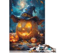 Rompecabezas de Halloween de Jack-o-Lantern con Sombrero, cartón 100% Reciclado, Ideal para Adultos y niños, 1000 Piezas (38 x 26 cm)