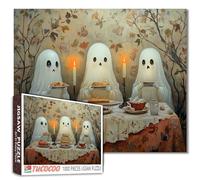 Rompecabezas de Halloween para adultos, 1000 piezas, lindo diablo a la luz de las velas, imposible, difícil, desafiante, rompecabezas para adultos, divertido y desafiante, juego familiar de 19.7 x