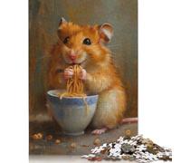 Rompecabezas de hámster Comiendo Ramen, 100% cartón Reciclado, Ideal para Adultos y niños 1000 Piezas (26 x 38 cm).