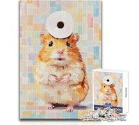 Rompecabezas de hámster con Papel higiénico en la Cabeza, 1000 Piezas para Adolescentes, Juego de Aprendizaje de Pensamiento estratégico, Regalo Ideal para Cualquier Evento, tamaño 38x52cm