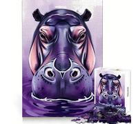 Rompecabezas de hipopótamo Morado en el Agua para Adultos, 1000 Piezas, estimula la Memoria, Juego Relajante, Corte Premium, (38x26cm)