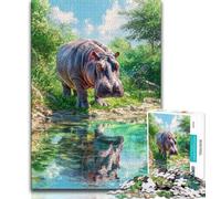 Rompecabezas de hipopótamos de la Selva de 1000 Piezas para Adolescentes Juguetes educativos interacción Entre Padres e Hijos 50x75cm