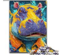 Rompecabezas de hipopótamos para Adultos y Adolescentes, 1000 Piezas, Juego desafiante y Familiar, colección de Artistas, Bellas Artes para Mayores de 14 años (50x75cm)