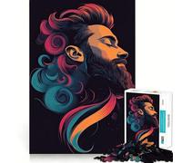 Rompecabezas de Hombre Barbudo Vibrante de 1000 Piezas para Adultos Juego Divertido Ensamblaje Firme y Seguro Actividad Nocturna para Toda la Familia (38x52cm)
