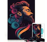 Rompecabezas de Hombre Barbudo Vibrante para Adolescentes,1000 Piezas,Juego para estimular la Mente,ensamblaje Firme y Seguro,Actividad para Fortalecer los Lazos Familiares (38x26cm)