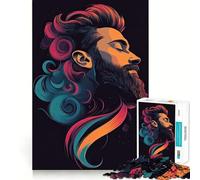 Rompecabezas de Hombre Barbudo Vibrante para Adultos,1000 Piezas,Juego de Memoria Cerebral,Cortado con láser para un Ajuste Perfecto, aliviar el estrés (50x75cm)