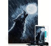 Rompecabezas de Hombre Lobo Aullando bajo la Lluvia para Adultos 1000 Piezas Juego de Memoria Cerebral Cortado con láser para un Ajuste Perfecto aliviar el estrés (38x26cm)