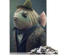 Rompecabezas de Hombre Pez, decoración única para el hogar, 100% cartón Reciclado, Ideal para niños o niñas, 1000 Piezas (75 x 50 cm)