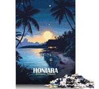 Rompecabezas de Honiara, Islas Salomón: Noche Tropical, 1000 Piezas. Rompecabezas para Adultos. Juegos de Rompecabezas de Papel creativos. Juguetes educativos. Decoración para el hogar. 38 x 26 cm.