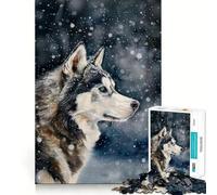 Rompecabezas de Husky Siberiano en la Nieve para Adolescentes, 1000 Piezas, Juguete Inteligente, Tiempo Libre, Corte preciso, Regalo de Temporada 50x75cm
