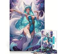 Rompecabezas de ilustración de Chica Zorro de Anime para Adolescentes,1000 Piezas,Divertido y Estimulante,con componentes Resistentes y de Corte Limpio,una Actividad entrañable para Compartir