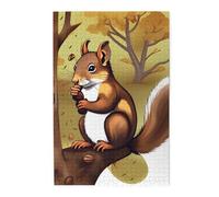 Rompecabezas de imagen de ardilla que come nueces. Rompecabezas de madera para adultos, regalo único de decoración de pared