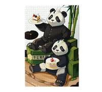 Rompecabezas de imagen de pandas de padre e hijo. Rompecabezas de madera para adultos, regalo único de decoración de pared