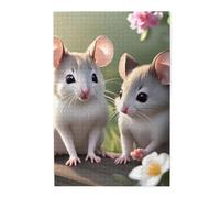 Rompecabezas de imagen de ratón enamorado. Rompecabezas de madera para adultos, regalo único de decoración de pared