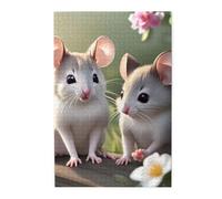 Rompecabezas de imagen de ratón enamorado. Rompecabezas de madera para adultos y niños, decoraciones desafiantes de rompecabezas