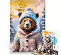 Rompecabezas de Invierno con Osito Adorable para Adultos 1000 Piezas para desarrollar la Memoria Divertido de Alta precisión fácil de Aprender para Disfrutar en Familia (38x52cm)